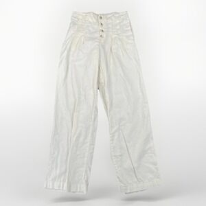 Sincerely Jules Linen Blend White Pants Womens M High Rise Wide Leg Coastal Chic